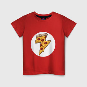 Детская футболка хлопок с принтом PIZZA-HERO , 100% хлопок | круглый вырез горловины, полуприлегающий силуэт, длина до линии бедер | flash | food | hero | pizza | shaldon | еда | коммиксы | молния | пиццабгерой | фастфуд. | флэш | шелдон