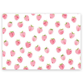 Поздравительная открытка с принтом Нежная клубника , 100% бумага | плотность бумаги 280 г/м2, матовая, на обратной стороне линовка и место для марки
 | Тематика изображения на принте: арт | белый | зеленый | клубника | листья | рисунок | розовый | розовый рисунок | фрукт | фрукты | штамп | ягода | ягоды