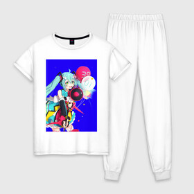Женская пижама хлопок с принтом Anime 15 , 100% хлопок | брюки и футболка прямого кроя, без карманов, на брюках мягкая резинка на поясе и по низу штанин | aesthetic art | art | vaporwave | аниме | мультфильмы