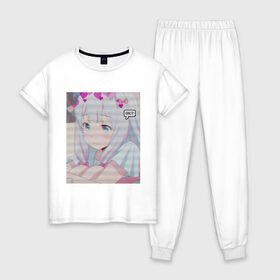 Женская пижама хлопок с принтом Anime 2-0 , 100% хлопок | брюки и футболка прямого кроя, без карманов, на брюках мягкая резинка на поясе и по низу штанин | aesthetic art | art | vaporwave | аниме | мультфильмы