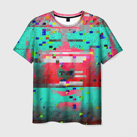 Мужская футболка 3D с принтом Glitch , 100% полиэфир | прямой крой, круглый вырез горловины, длина до линии бедер | abstraction | glitch | neon | vanguard | абстракция | авангард | глитч | неон