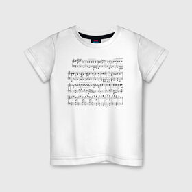 Детская футболка хлопок с принтом Нотные строки , 100% хлопок | круглый вырез горловины, полуприлегающий силуэт, длина до линии бедер | Тематика изображения на принте: музыка | нота | ноты