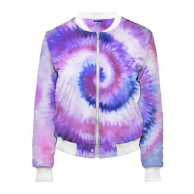 Женский бомбер 3D с принтом TIE-DYE PURPLE , 100% полиэстер | застегивается на молнию, по бокам два кармана без застежек, мягкие манжеты, по низу бомбера и на воротнике — эластичная резинка | dye | multicolor | tie | trend | акварель | брызги | градиент | дай | колор | краски | красочная | мульти | потёки | пятна | радуга | радужная | тай | тайдай | текстура | тренд | хиппи