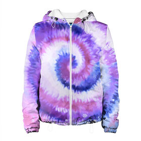 Женская куртка 3D с принтом TIE-DYE PURPLE , ткань верха — 100% полиэстер, подклад — флис | прямой крой, подол и капюшон оформлены резинкой с фиксаторами, два кармана без застежек по бокам, один большой потайной карман на груди. Карман на груди застегивается на липучку | Тематика изображения на принте: dye | multicolor | tie | trend | акварель | брызги | градиент | дай | колор | краски | красочная | мульти | потёки | пятна | радуга | радужная | тай | тайдай | текстура | тренд | хиппи