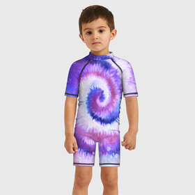 Детский купальный костюм 3D с принтом TIE-DYE PURPLE , Полиэстер 85%, Спандекс 15% | застежка на молнии на спине | dye | multicolor | tie | trend | акварель | брызги | градиент | дай | колор | краски | красочная | мульти | потёки | пятна | радуга | радужная | тай | тайдай | текстура | тренд | хиппи