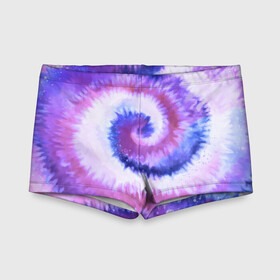 Детские купальные плавки 3D с принтом TIE-DYE PURPLE , Полиэстер 85%, Спандекс 15% | Слитный крой, подклад по переду изделия, узкие бретели | Тематика изображения на принте: dye | multicolor | tie | trend | акварель | брызги | градиент | дай | колор | краски | красочная | мульти | потёки | пятна | радуга | радужная | тай | тайдай | текстура | тренд | хиппи