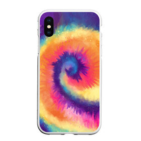 Чехол для iPhone XS Max матовый с принтом TIE-DYE MULTICOLOR , Силикон | Область печати: задняя сторона чехла, без боковых панелей | Тематика изображения на принте: dye | multicolor | tie | trend | акварель | брызги | градиент | дай | колор | краски | красочная | мульти | потёки | пятна | радуга | радужная | тай | тайдай | текстура | тренд | хиппи