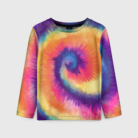 Детский лонгслив 3D с принтом TIE-DYE MULTICOLOR , 100% полиэстер | длинные рукава, круглый вырез горловины, полуприлегающий силуэт
 | dye | multicolor | tie | trend | акварель | брызги | градиент | дай | колор | краски | красочная | мульти | потёки | пятна | радуга | радужная | тай | тайдай | текстура | тренд | хиппи