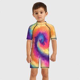 Детский купальный костюм 3D с принтом TIE-DYE MULTICOLOR , Полиэстер 85%, Спандекс 15% | застежка на молнии на спине | dye | multicolor | tie | trend | акварель | брызги | градиент | дай | колор | краски | красочная | мульти | потёки | пятна | радуга | радужная | тай | тайдай | текстура | тренд | хиппи