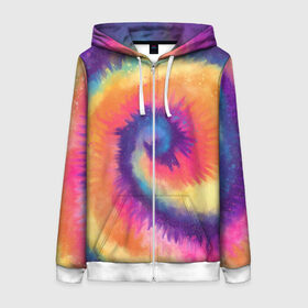 Женская толстовка 3D на молнии с принтом TIE-DYE MULTICOLOR , 100% полиэстер | длина до линии бедра, манжеты и пояс оформлены мягкой тканевой резинкой, двухслойный капюшон со шнурком для регулировки, спереди молния, по бокам два кармана | dye | multicolor | tie | trend | акварель | брызги | градиент | дай | колор | краски | красочная | мульти | потёки | пятна | радуга | радужная | тай | тайдай | текстура | тренд | хиппи