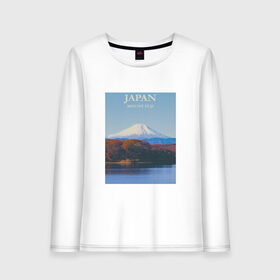 Женский лонгслив хлопок с принтом Japan , 100% хлопок |  | fuji | mount | poster | travel | гора | постер | путешествия | фудзи | фудзияма | япония