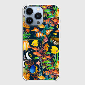 Чехол для iPhone 13 Pro с принтом Морской мир ,  |  | Тематика изображения на принте: абстракция | аквариум | вода | водный мир | линия | море | нейтральная | океан | рыба | рыбки | рыбы | текстуры | узоры