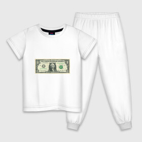 Детская пижама хлопок с принтом One dollar , 100% хлопок |  брюки и футболка прямого кроя, без карманов, на брюках мягкая резинка на поясе и по низу штанин
 | bill | dollar | one | богатство | деньги | доллары | монеты | один | сша