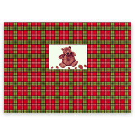 Поздравительная открытка с принтом мишка,шотландский фон.шотланди , 100% бумага | плотность бумаги 280 г/м2, матовая, на обратной стороне линовка и место для марки
 | животные | мишка | шотландский фон.шотландия