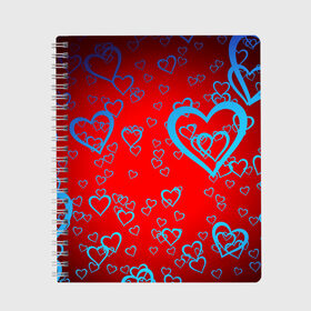 Тетрадь с принтом Сердца , 100% бумага | 48 листов, плотность листов — 60 г/м2, плотность картонной обложки — 250 г/м2. Листы скреплены сбоку удобной пружинной спиралью. Уголки страниц и обложки скругленные. Цвет линий — светло-серый
 | love | любовь | сердечки | сердца | сердце