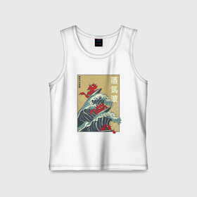 Детская майка хлопок с принтом Dragons Surfing ,  |  | big | great | hokusai | japan | japanese | kanagawa | kanji | retrowave | style | wave | большая | вапорвейв | великая | волна | дракон | дракончики | драконы | иероглифы | канагава | кандзи | паровая волна | ретровейв | серф | серфиг | стил