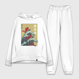 Женский костюм хлопок Oversize с принтом Dragons Surfing ,  |  | big | great | hokusai | japan | japanese | kanagawa | kanji | retrowave | style | wave | большая | вапорвейв | великая | волна | дракон | дракончики | драконы | иероглифы | канагава | кандзи | паровая волна | ретровейв | серф | серфиг | стил