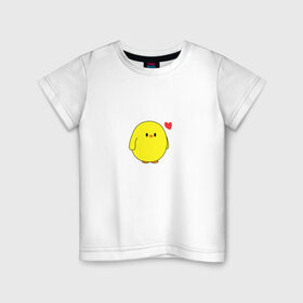 Детская футболка хлопок с принтом Цыпленок , 100% хлопок | круглый вырез горловины, полуприлегающий силуэт, длина до линии бедер | love | любовь | милый | мультик | птица | птичка | сердечко | утенок | цыпленок