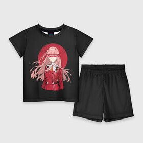 Детский костюм с шортами 3D с принтом Darling Zero Two Black ,  |  | 002 | ahegao | anime | darling | franx | franxx | girl | girls | in | senpai | the | two | waifu | zero | zerotwo | аниме | ахегао | вайфу | девушка | семпай | сенпай | тян
