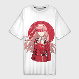 Платье-футболка 3D с принтом Darling Zero Two White ,  |  | 002 | ahegao | anime | darling | franx | franxx | girl | girls | in | senpai | the | two | waifu | zero | zerotwo | аниме | ахегао | вайфу | девушка | семпай | сенпай | тян