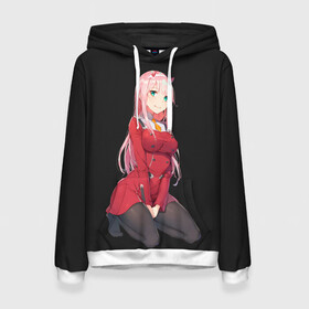 Женская толстовка 3D с принтом ZeroTwo (Darling in the Franx) , 100% полиэстер  | двухслойный капюшон со шнурком для регулировки, мягкие манжеты на рукавах и по низу толстовки, спереди карман-кенгуру с мягким внутренним слоем. | 002 | ahegao | anime | darling | franx | franxx | girl | girls | in | senpai | the | two | waifu | zero | zerotwo | аниме | ахегао | вайфу | девушка | семпай | сенпай | тян