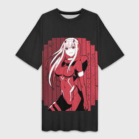 Платье-футболка 3D с принтом Zero Two в костюме ,  |  | 002 | ahegao | anime | darling | franx | franxx | girl | girls | in | senpai | the | two | waifu | zero | zerotwo | аниме | ахегао | вайфу | девушка | семпай | сенпай | тян