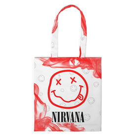 Сумка 3D повседневная с принтом NIRVANA / НИРВАНА , 100% полиэстер | Плотность: 200 г/м2; Размер: 34×35 см; Высота лямок: 30 см | band | cobain | face | kurt | logo | music | nirvana | rock | rocknroll | группа | кобейн | курт | лого | логотип | музыка | музыкальная | нирвана | рожица | рок | рокнролл | символ