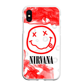 Чехол для iPhone XS Max матовый с принтом NIRVANA НИРВАНА , Силикон | Область печати: задняя сторона чехла, без боковых панелей | band | cobain | face | kurt | logo | music | nirvana | rock | rocknroll | группа | кобейн | курт | лого | логотип | музыка | музыкальная | нирвана | рожица | рок | рокнролл | символ