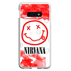Чехол для Samsung S10E с принтом NIRVANA / НИРВАНА , Силикон | Область печати: задняя сторона чехла, без боковых панелей | band | cobain | face | kurt | logo | music | nirvana | rock | rocknroll | группа | кобейн | курт | лого | логотип | музыка | музыкальная | нирвана | рожица | рок | рокнролл | символ