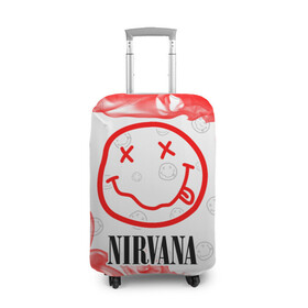 Чехол для чемодана 3D с принтом NIRVANA / НИРВАНА , 86% полиэфир, 14% спандекс | двустороннее нанесение принта, прорези для ручек и колес | band | cobain | face | kurt | logo | music | nirvana | rock | rocknroll | группа | кобейн | курт | лого | логотип | музыка | музыкальная | нирвана | рожица | рок | рокнролл | символ