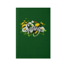 Обложка для паспорта матовая кожа с принтом Весна , натуральная матовая кожа | размер 19,3 х 13,7 см; прозрачные пластиковые крепления | весна | одуванчики | полевые цветы. | ромашки | цветы