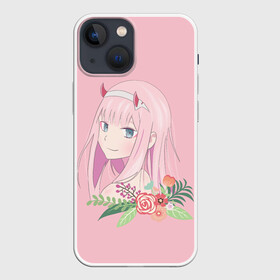 Чехол для iPhone 13 mini с принтом Pink Zero Two ,  |  | Тематика изображения на принте: 002 | 02 | ahegao | anime | darling | franx | franxx | girl | girls | in | senpai | the | two | waifu | zero | zerotwo | аниме | ахегао | вайфу | девушка | семпай | сенпай | тян