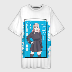 Платье-футболка 3D с принтом Zero Two blue back ,  |  | 002 | 02 | ahegao | anime | darling | franx | franxx | girl | girls | in | senpai | the | two | waifu | zero | zerotwo | аниме | ахегао | вайфу | девушка | семпай | сенпай | тян