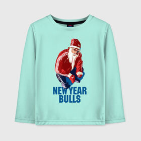 Детский лонгслив хлопок с принтом New Year bulls , 100% хлопок | круглый вырез горловины, полуприлегающий силуэт, длина до линии бедер | beard | guy | new year | pose | santa claus | борода | новый год | парень