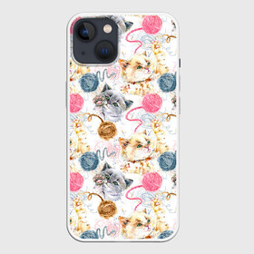 Чехол для iPhone 13 с принтом Милые котики с клубками пряжи ,  |  | Тематика изображения на принте: абстракция | клубок | кот | котик | коты | кошка | кошки | линия | милота | милые | милый | мяу | нейтральная | пряжа | стиль | текстуры | узоры