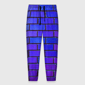 Мужские брюки 3D с принтом Brick , 100% полиэстер | манжеты по низу, эластичный пояс регулируется шнурком, по бокам два кармана без застежек, внутренняя часть кармана из мелкой сетки | Тематика изображения на принте: blue | brick | purple | texture | wall | кирпич | кирпичный | синий | стена | текстура | фиолетовый