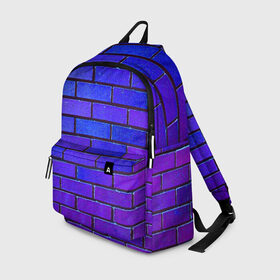 Рюкзак 3D с принтом Brick , 100% полиэстер | лямки с регулируемой длиной, сверху петелька, чтобы рюкзак можно было повесить на вешалку. Основное отделение закрывается на молнию, как и внешний карман. Внутри два дополнительных кармана, один из которых закрывается на молнию. По бокам два дополнительных кармашка | blue | brick | purple | texture | wall | кирпич | кирпичный | синий | стена | текстура | фиолетовый