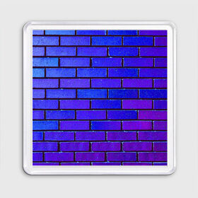 Магнит 55*55 с принтом Brick , Пластик | Размер: 65*65 мм; Размер печати: 55*55 мм | blue | brick | purple | texture | wall | кирпич | кирпичный | синий | стена | текстура | фиолетовый