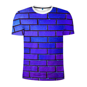 Мужская футболка 3D спортивная с принтом Brick , 100% полиэстер с улучшенными характеристиками | приталенный силуэт, круглая горловина, широкие плечи, сужается к линии бедра | blue | brick | purple | texture | wall | кирпич | кирпичный | синий | стена | текстура | фиолетовый