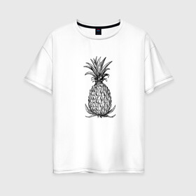 Женская футболка хлопок Oversize с принтом Ананас , 100% хлопок | свободный крой, круглый ворот, спущенный рукав, длина до линии бедер
 | drawing | pineapple | ананас | моргенштерн | рисунок | фрукт | чб