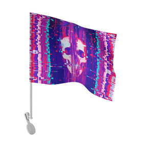 Флаг для автомобиля с принтом Skull glitch , 100% полиэстер | Размер: 30*21 см | color | fashion | glitch | jaw | skull | vanguard | авангард | глитч | мода | пасть | цвет | череп