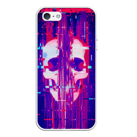 Чехол для iPhone 5/5S матовый с принтом Skull glitch , Силикон | Область печати: задняя сторона чехла, без боковых панелей | color | fashion | glitch | jaw | skull | vanguard | авангард | глитч | мода | пасть | цвет | череп