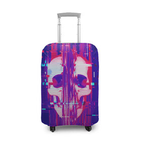 Чехол для чемодана 3D с принтом Skull glitch , 86% полиэфир, 14% спандекс | двустороннее нанесение принта, прорези для ручек и колес | color | fashion | glitch | jaw | skull | vanguard | авангард | глитч | мода | пасть | цвет | череп