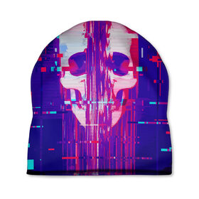 Шапка 3D с принтом Skull glitch , 100% полиэстер | универсальный размер, печать по всей поверхности изделия | color | fashion | glitch | jaw | skull | vanguard | авангард | глитч | мода | пасть | цвет | череп