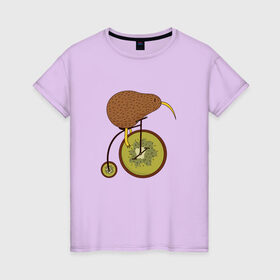 Женская футболка хлопок с принтом Киви на велосипеде , 100% хлопок | прямой крой, круглый вырез горловины, длина до линии бедер, слегка спущенное плечо | bike | bird | birds | circus | cute | fruit | funny | kiwi | байк | берд | большое колесо | в разрезе | клюв | милая | милота | не достает до педалей | пополам | прикол | природа | птичка | с большим колесом | смешная | фрукт | 