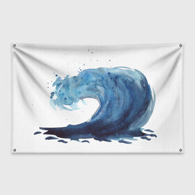 Флаг-баннер с принтом Морская волна , 100% полиэстер | размер 67 х 109 см, плотность ткани — 95 г/м2; по краям флага есть четыре люверса для крепления | брызги | вода | волна | море | океан | синий | шторм
