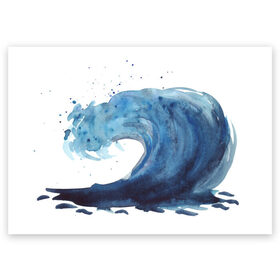 Поздравительная открытка с принтом Морская волна , 100% бумага | плотность бумаги 280 г/м2, матовая, на обратной стороне линовка и место для марки
 | брызги | вода | волна | море | океан | синий | шторм
