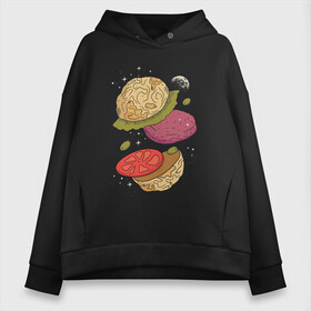 Женское худи Oversize хлопок с принтом Луна бургер , френч-терри — 70% хлопок, 30% полиэстер. Мягкий теплый начес внутри —100% хлопок | боковые карманы, эластичные манжеты и нижняя кромка, капюшон на магнитной кнопке | burger | food | funny | galaxy | hamburger | illustration | joke | moon | planet | space | start | булочки | в разрезе | галактика | гамбургер | гриль | еда | звезды | иллюстрация | космос | котлета | лист | оливки | планета | прикол | разрез | 