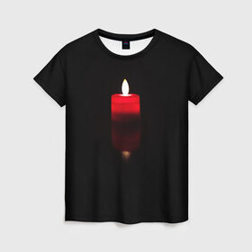 Женская футболка 3D с принтом Свеча , 100% полиэфир ( синтетическое хлопкоподобное полотно) | прямой крой, круглый вырез горловины, длина до линии бедер | fire | light | огонь | отражение | свет | светильник | светодиод | свечка