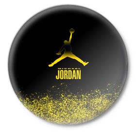 Значок с принтом Jordan ,  металл | круглая форма, металлическая застежка в виде булавки | air | jordan | michael | nba | баскетбол | баскетболист | джордан | джордан айр | игра | майкл | майкл джордан | мяч | спорт